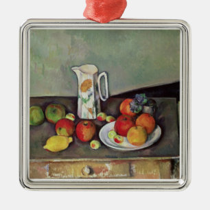Still life with milk jug and fruit, c.1886-90 (oil metal tree decoration