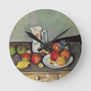 Still life with milk jug and fruit, c.1886-90 (oil round clock