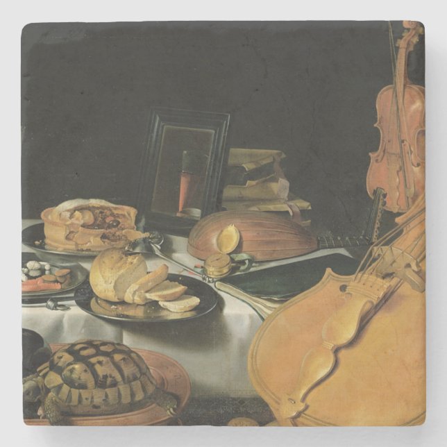 Still Life with Musical Instruments, 1623 Stone Coaster (Front)