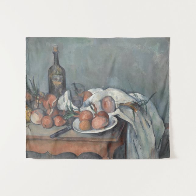 Still Life with Onions, OIl Painting, Paul Cezanne Tapestry (Front (Horizontal))
