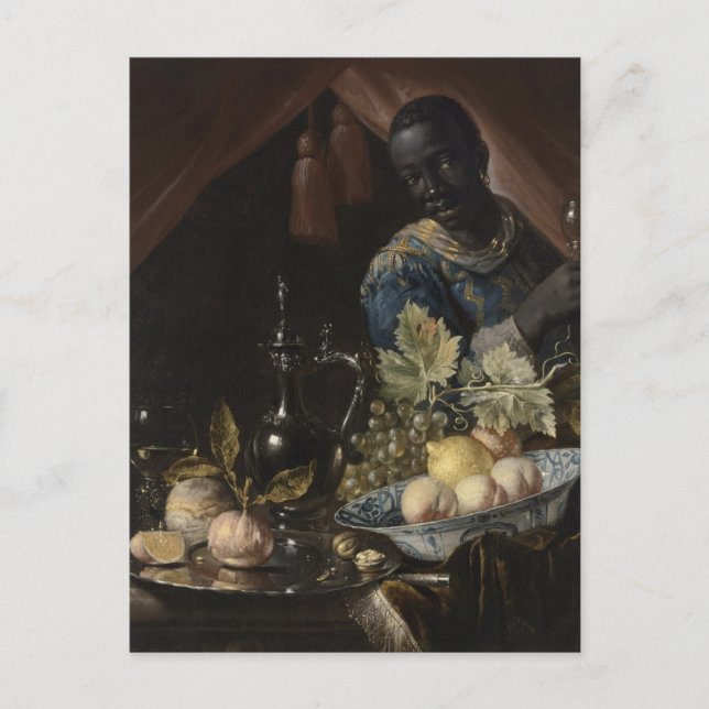 Still-life with peaches and a lemon postcard (Front)