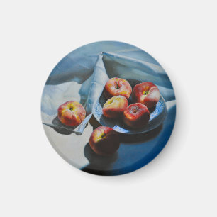Still Life with Peaches and White Cloth Magnet