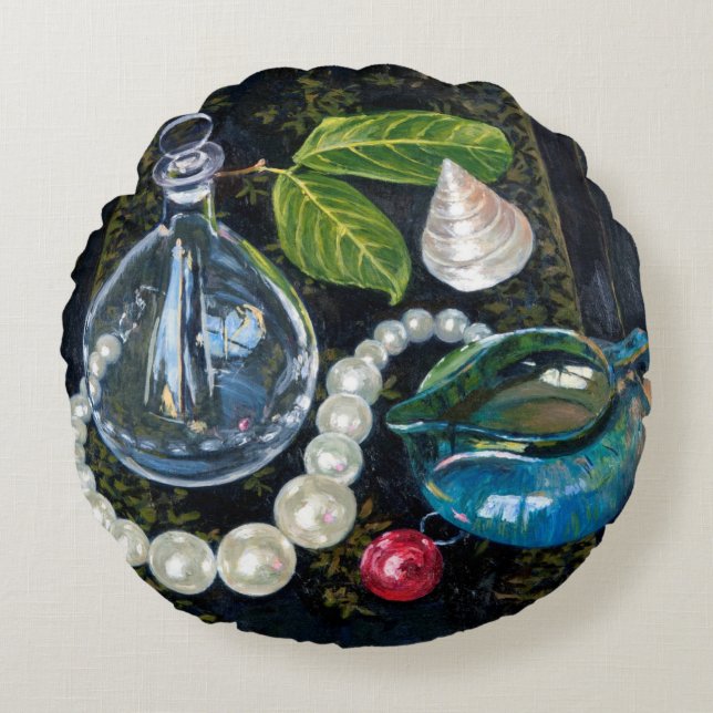 Still Life with Pearls Round Cushion (Front)