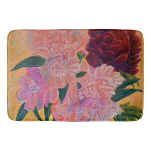 Still Life with Peonies Painting   Bath Mat