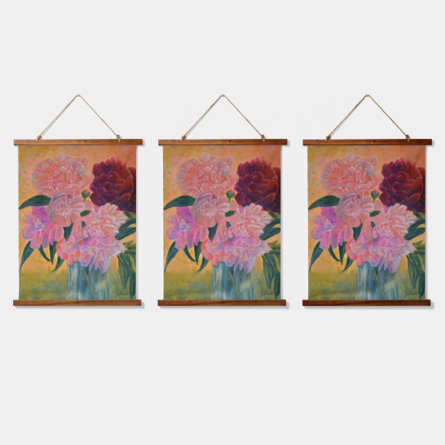 Still Life with Peonies Painting  Hanging Tapestry (Triple)