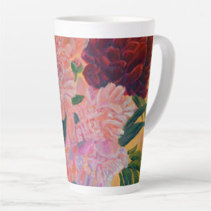 Still Life with Peonies Painting Latte Mug