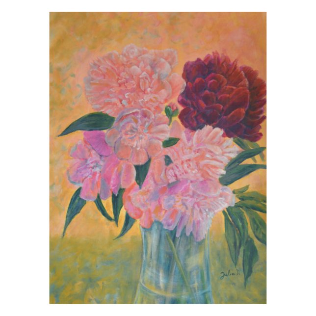 Still Life with Peonies Painting   Tablecloth (Front)