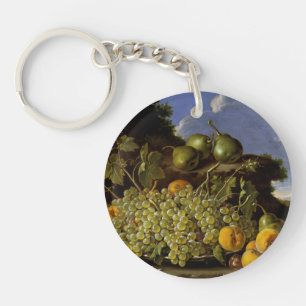 Still life with Plate of Grapes, Peaches, Pears Key Ring