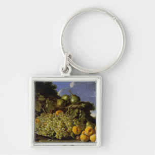 Still life with Plate of Grapes, Peaches, Pears Key Ring