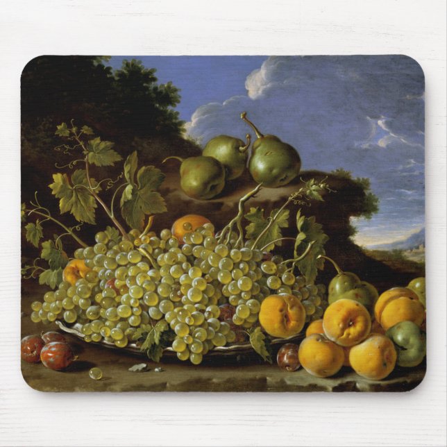 Still life with Plate of Grapes, Peaches, Pears Mouse Pad (Front)