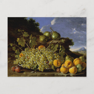 Still life with Plate of Grapes, Peaches, Pears Postcard
