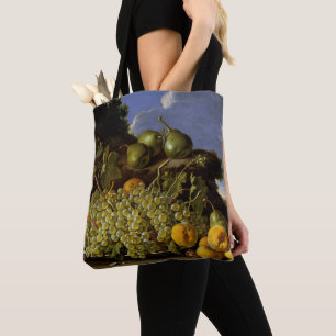 Still life with Plate of Grapes, Peaches, Pears Tote Bag