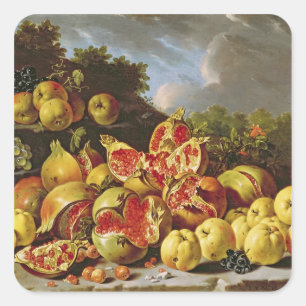 Still Life with pomegranates Square Sticker