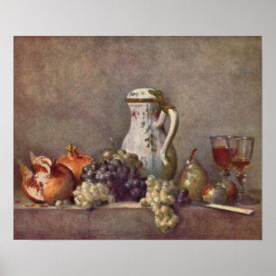 Still life with porcelain jug by Jean Chardin Poster