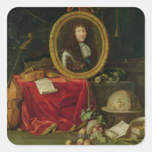 Still life with portrait of King Louis Square Sticker