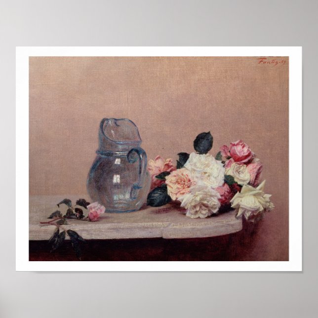 Still Life with Roses, 1889 (oil on canvas) Poster (Front)