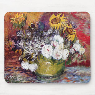 Still Life with Roses and Sunflowers - Van Gogh Mouse Pad