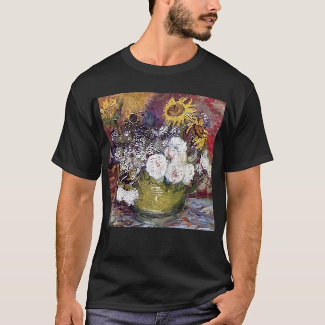 Still Life with Roses and Sunflowers - Van Gogh T-Shirt (Front)