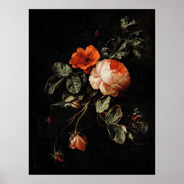 Still Life with Roses by Elias van den Broeck Poster (Front)