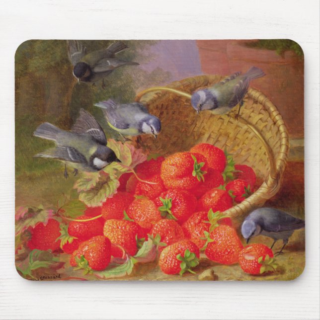Still Life with Strawberries and Bluetits Mouse Pad (Front)