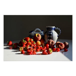 Still Life with Strawberries, Peaches and Cherries Poster