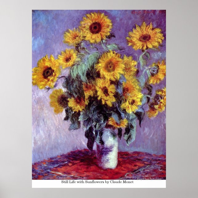 Still Life with Sunflowers by Claude Monet Poster (Front)