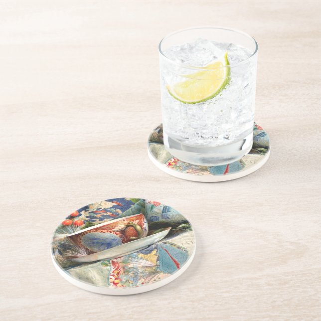 Still Life with Tea Cup  by Samuel Colman  Coaster (Side)