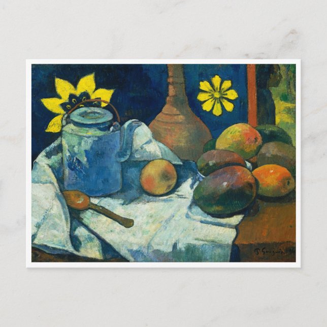 Still Life with Teapot and Fruit, Paul Gauguin  Postcard (Front)