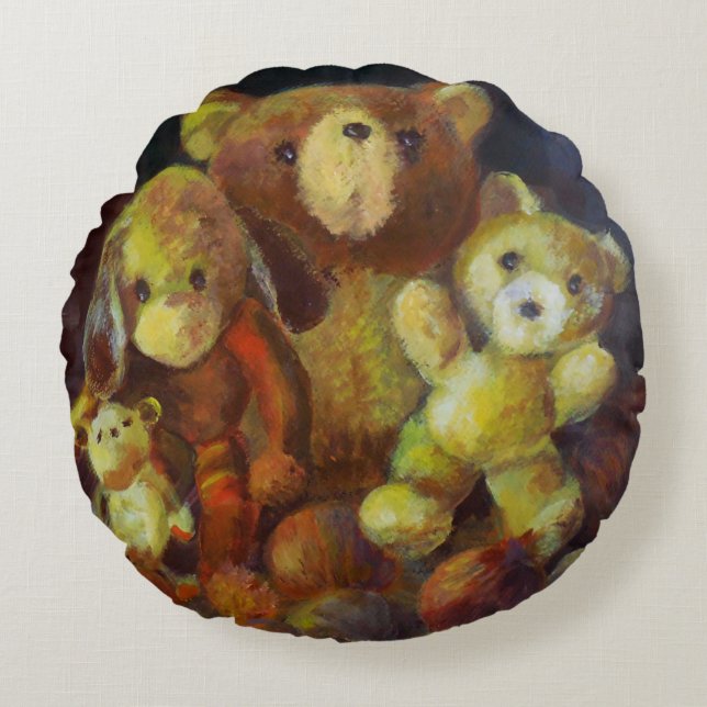 Still life with Teddy Bears   Round Cushion (Front)