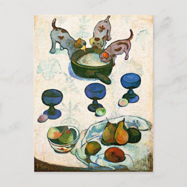 Still Life with Three Puppies, Paul Gauguin Postcard (Front)