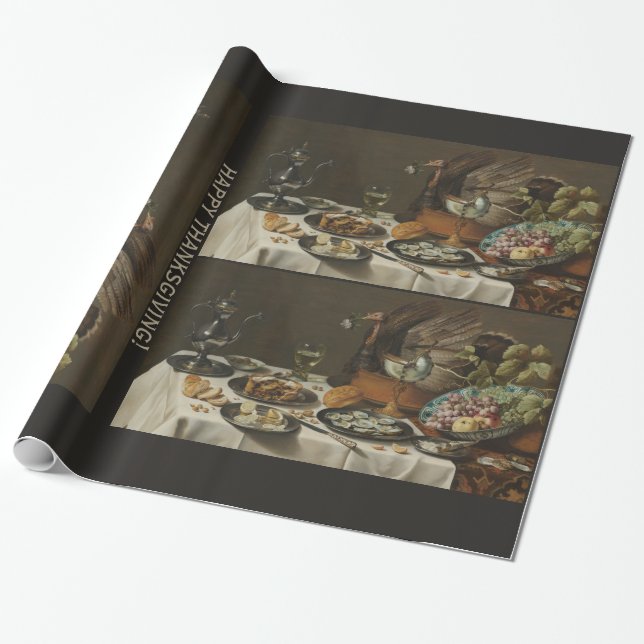 “Still Life With Turkey Pie” custom wrapping paper (Unrolled)
