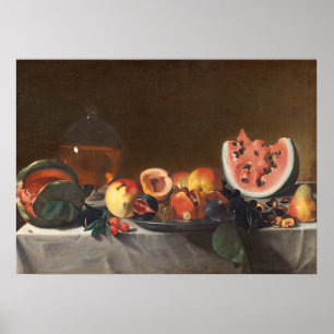 Still life with watermelons and carafe poster