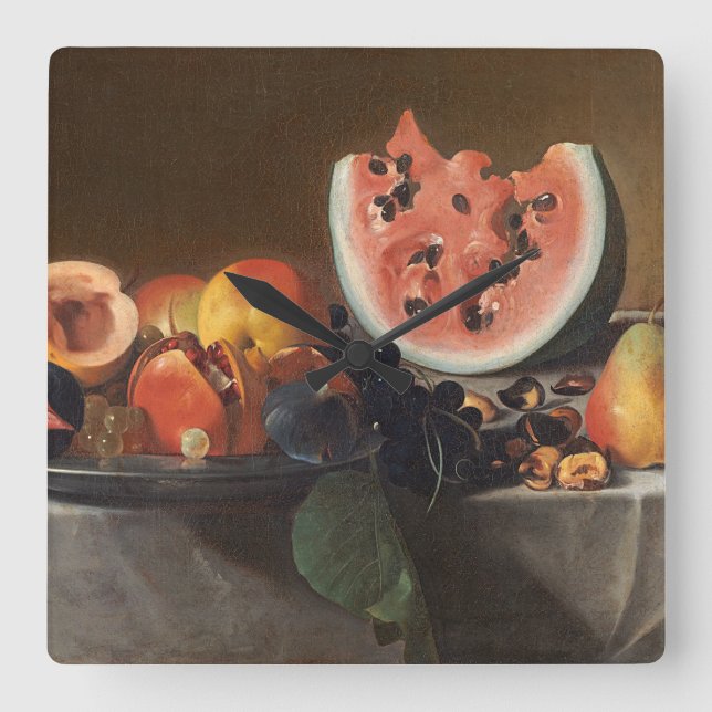 Still life with watermelons and carafe square wall clock (Front)