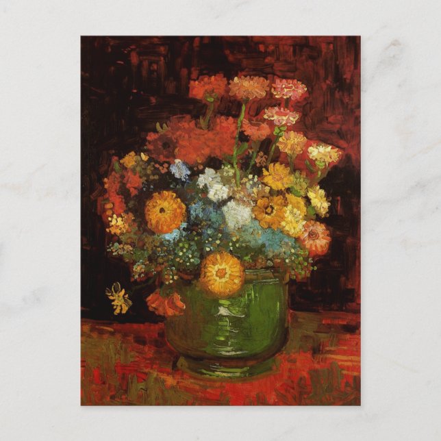 Still Life with Zinnias Van Gogh Fine Art Postcard (Front)