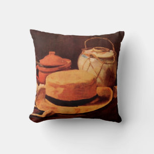 Still Life Yellow Straw Hat by Vincent van Gogh Cushion