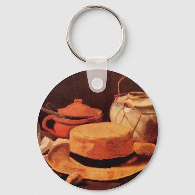 Still Life Yellow Straw Hat by Vincent van Gogh Key Ring (Front)