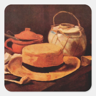 Still Life Yellow Straw Hat by Vincent van Gogh Square Sticker