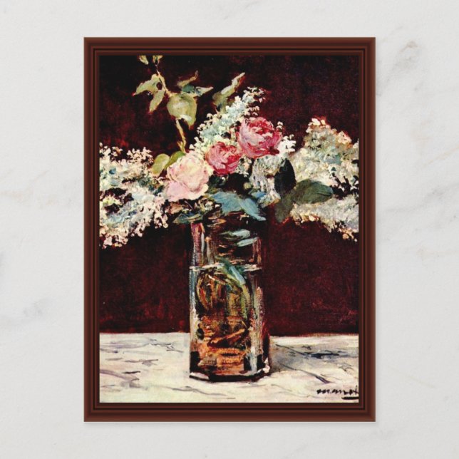 Still Lilacs And Roses By Manet Edouard Postcard (Front)
