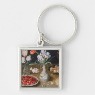 Still Lilies,Tulips, Cherries and Strawberries Key Ring