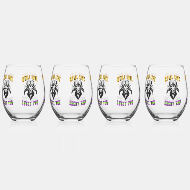 Still Live Lucky You Stemless Wine Glass (Front)