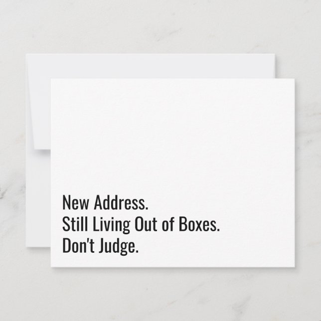 Still Living Out of Boxes, Don't Judge Funny Card (Front)