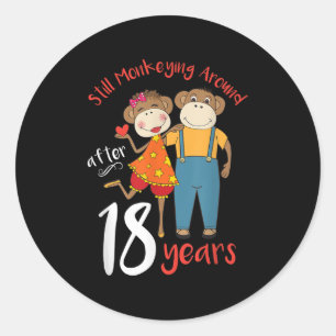 Still Monkeying Around 18 Years Wedding Anniversar Classic Round Sticker