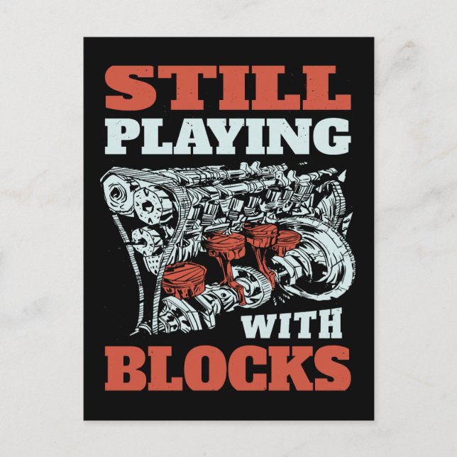 Still playing with blocks Mechanics Postcard (Front)