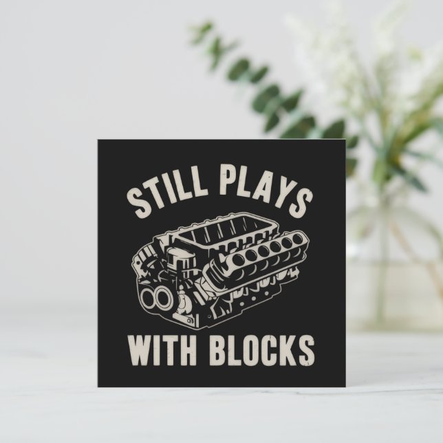 Still Plays with Blocks Funny Car Mechanic Racing  Invitation (Standing Front)