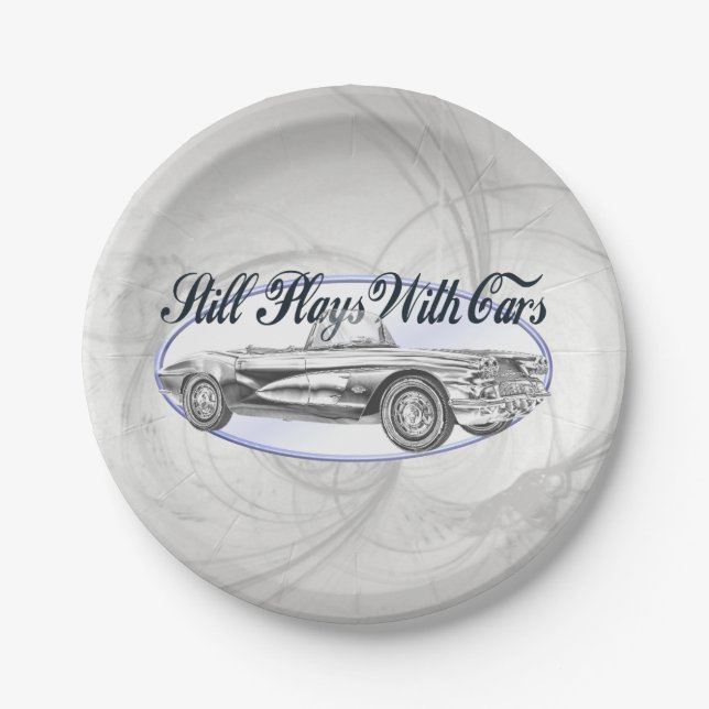 Still Plays With Cars Paper Plate (Front)