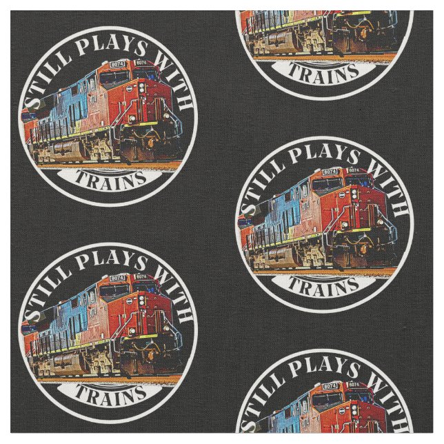 Still Plays with Diesel Trains Engine Locomotive Fabric (Close Up)