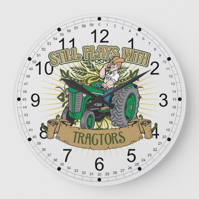 Still Plays With Green Tractors Large Clock (Front)