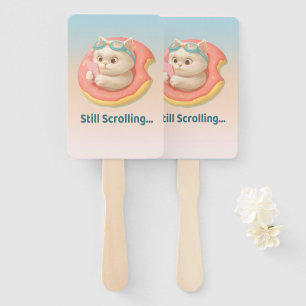 Still Scrolling: Funny Bao Bao Cat Donut Sticker Hand Fan