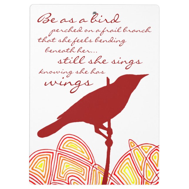 Still She Sings (Quote on Back) Clipboard (Back)