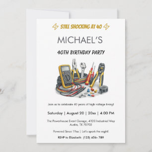 Still Shocking at 40 Electrician Birthday Party Invitation